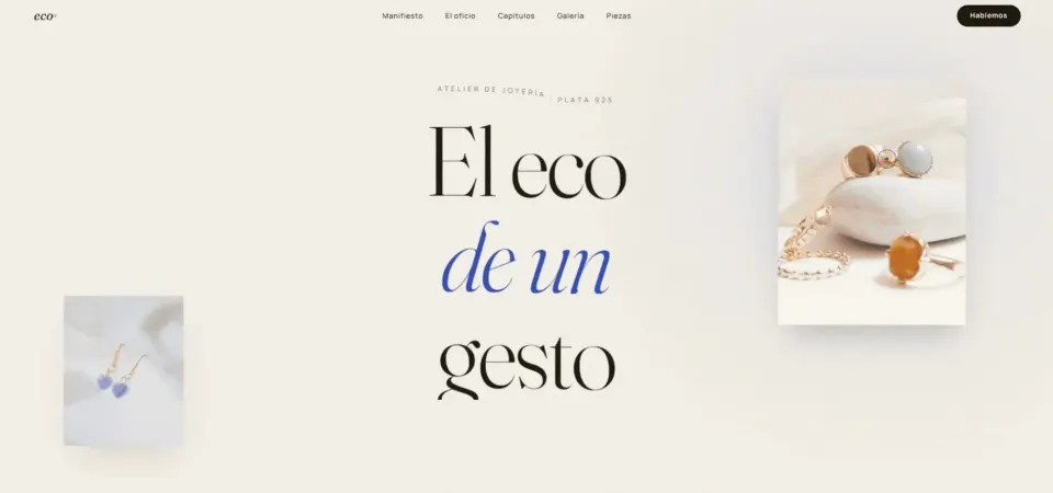 Vista del proyecto Eco Muestreo · Joyería